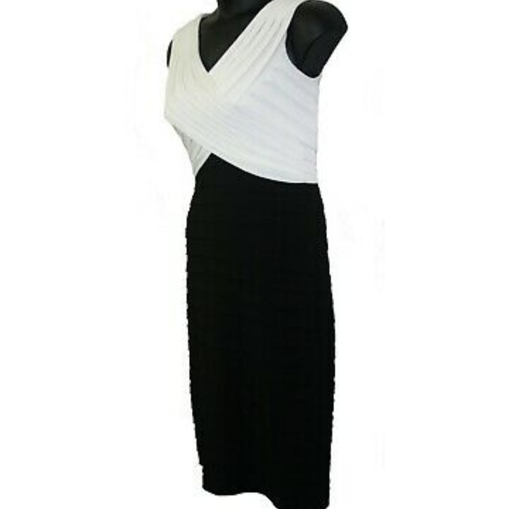 Adrianna Papell Black & White Tiered Dress